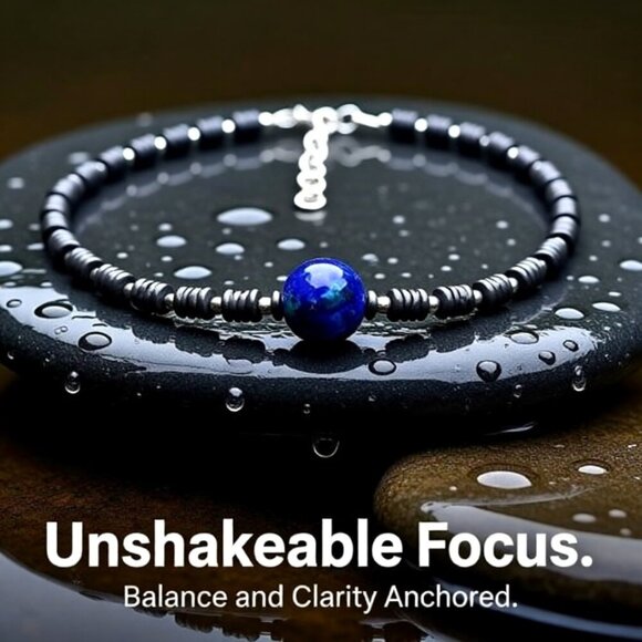 Lapis Lazuli & Hematite! Wear as a Choker or Wrap Bracelet! 15.5" + 3" Extender - Picture 7 of 13